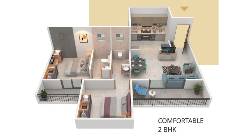 Santiago-Sky-Town-Floor-Plan-2 BHK-787 Sqft